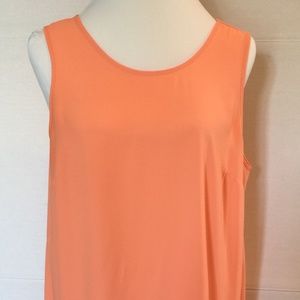 Hi Low Half Open Back Sleeveless Sheer Tunic Top